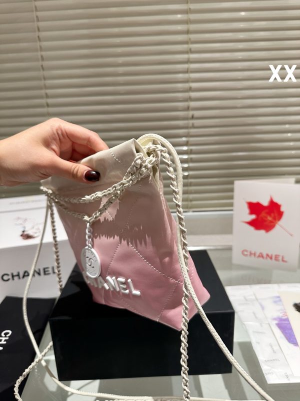 Chanel mini trash bag- pink 20cm - Image 4
