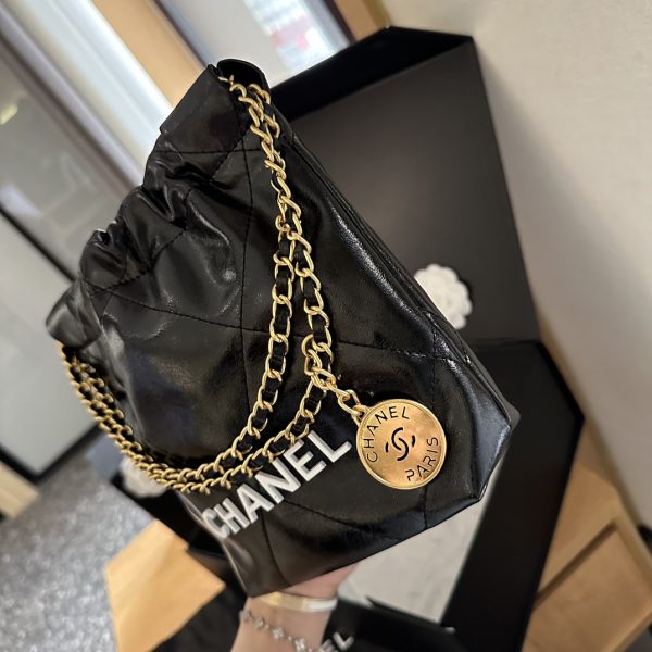 Chanel mini trash bag-  Black white logo 23cm - Image 3