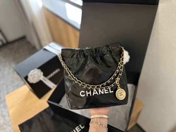 Chanel mini trash bag-  Black white logo 23cm - Image 5