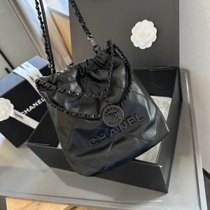Chanel mini trash bag-  all black 18*20cm