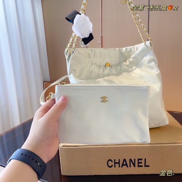 Chanel gold garbage bag-white 29*8*30cm - Image 3