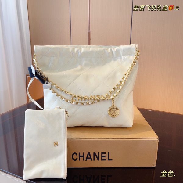 Chanel gold garbage bag-white 29*8*30cm - Image 7