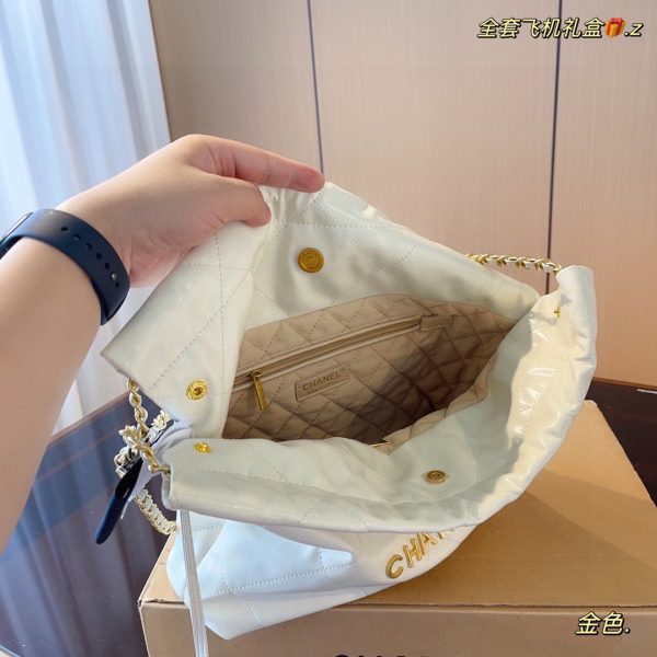 Chanel gold garbage bag-white 29*8*30cm - Image 9
