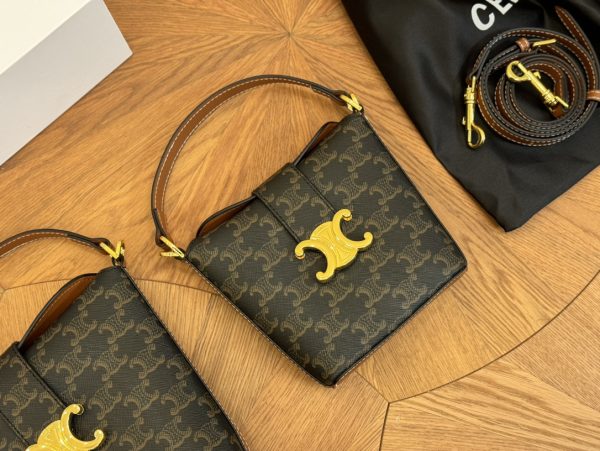 Celine metal buckle bucket bag 15*18/13*14 black pattern - Image 2