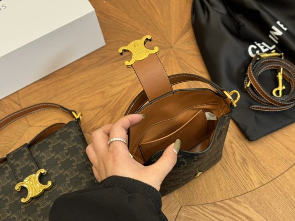 Celine metal buckle bucket bag 15*18/13*14 black pattern - Image 3