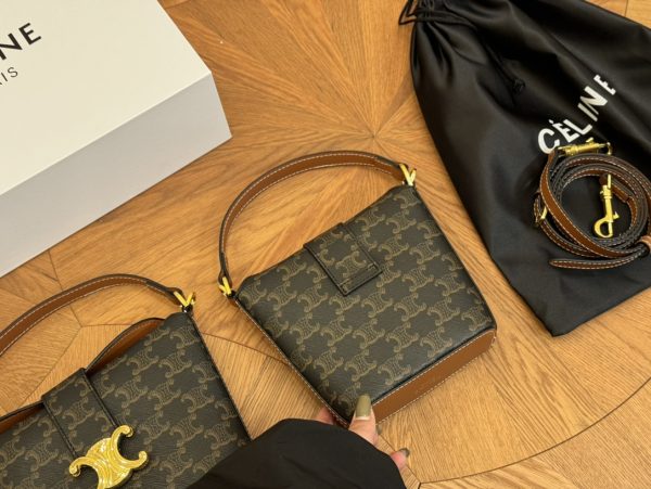Celine metal buckle bucket bag 15*18/13*14 black pattern - Image 7