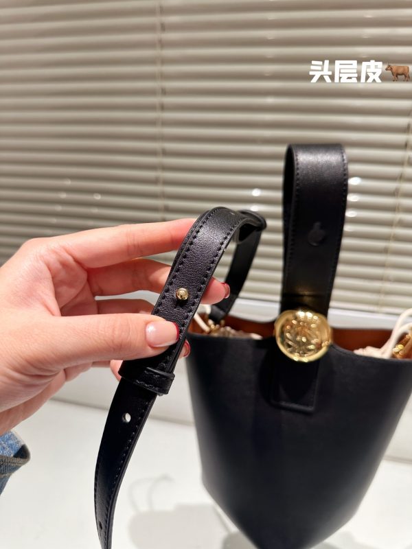 Loewe cowhide metal buckle bucket bag 22*20cm  black - Image 2