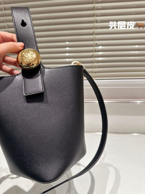 Loewe cowhide metal buckle bucket bag 22*20cm  black - Image 4