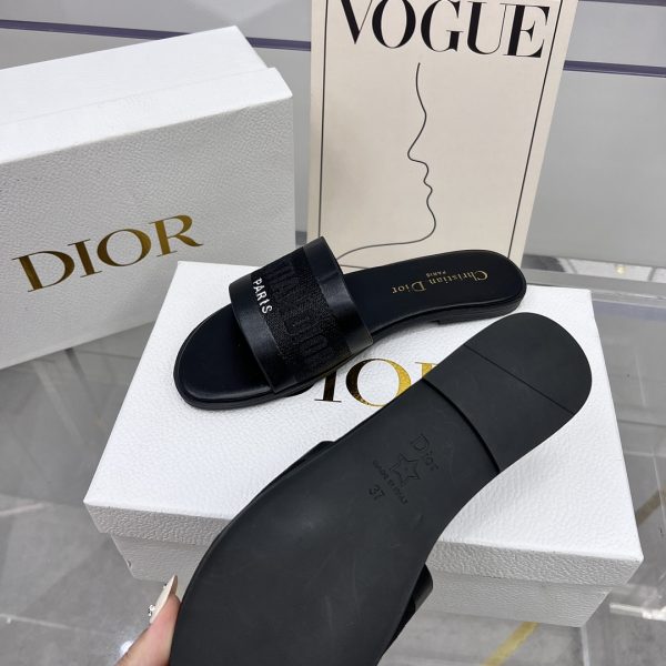 Dior slippers letter embroidered logo black - Image 6