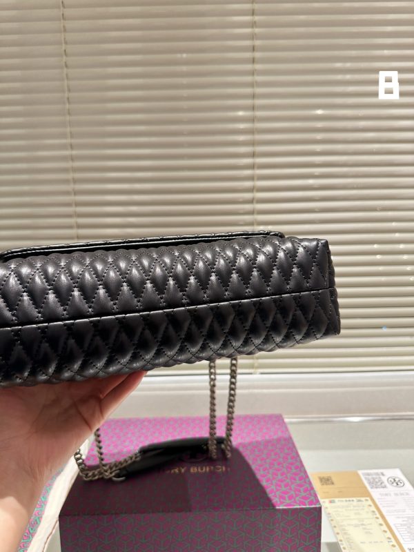Tory Burch Metal Label Crossbody Bag 28cm Black - Image 5