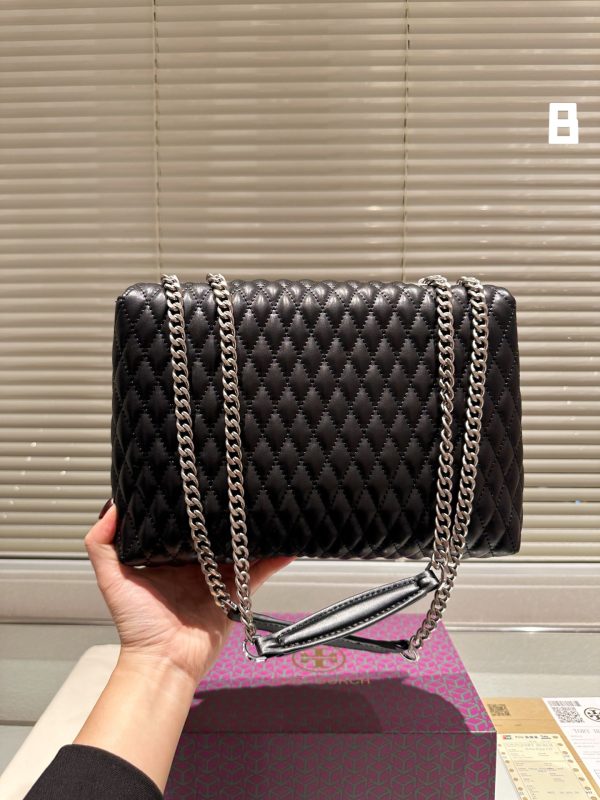 Tory Burch Metal Label Crossbody Bag 28cm Black - Image 6