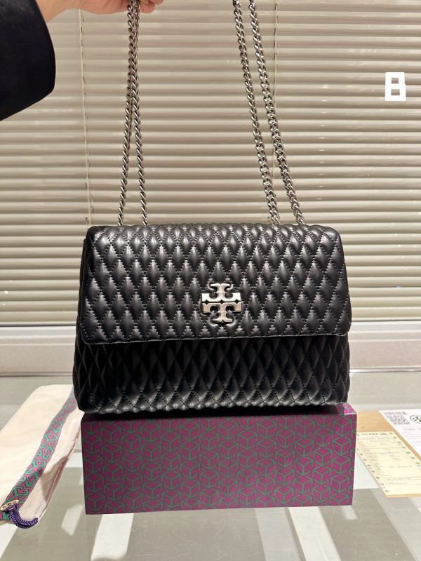 Tory Burch Metal Label Crossbody Bag 28cm Black - Image 7