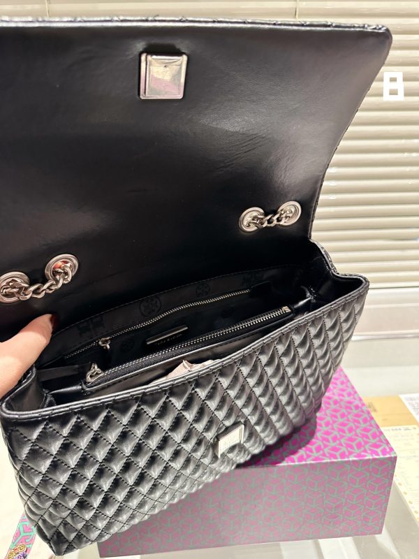 Tory Burch Metal Label Crossbody Bag 28cm Black - Image 9