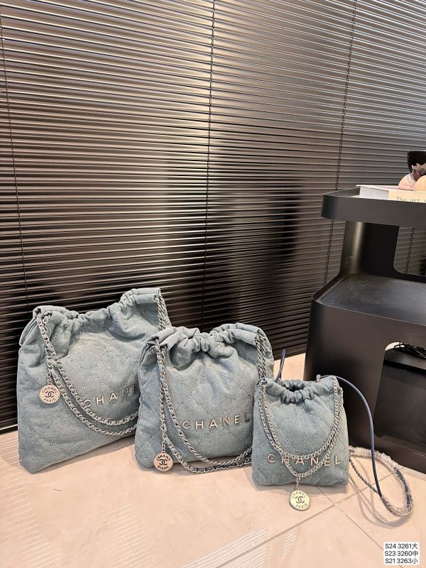 Chanel Denim Garbage Bag Large Size 35 34 Medium Size 30 30 Small Size 17 20 Denim Blue