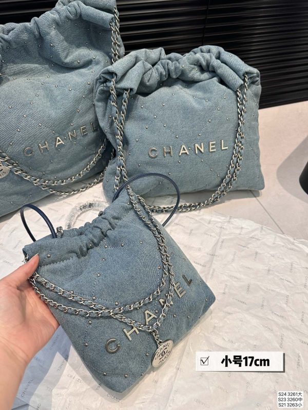 Chanel Denim Garbage Bag Large Size 35 34 Medium Size 30 30 Small Size 17 20 Denim Blue - Image 2