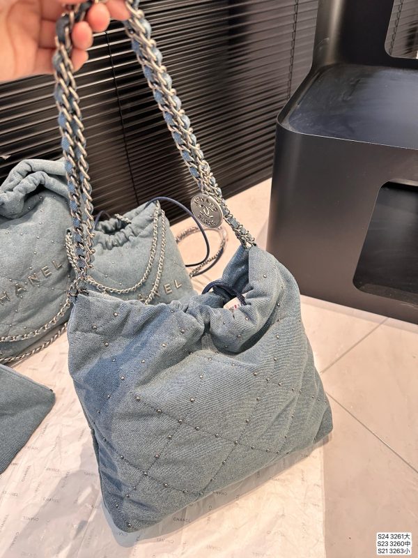 Chanel Denim Garbage Bag Large Size 35 34 Medium Size 30 30 Small Size 17 20 Denim Blue - Image 6