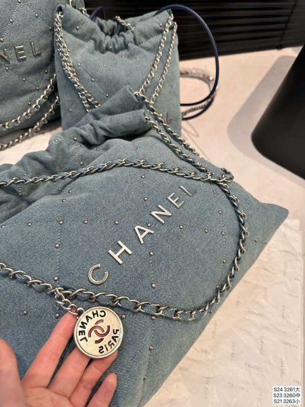 Chanel Denim Garbage Bag Large Size 35 34 Medium Size 30 30 Small Size 17 20 Denim Blue - Image 7