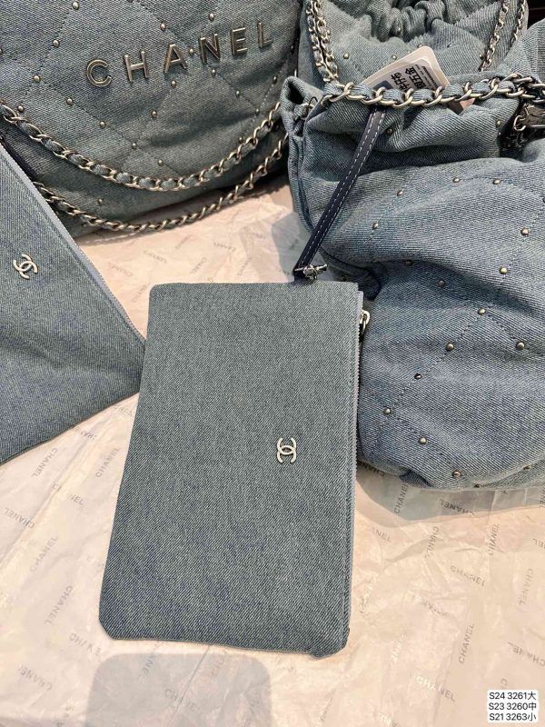 Chanel Denim Garbage Bag Large Size 35 34 Medium Size 30 30 Small Size 17 20 Denim Blue - Image 8