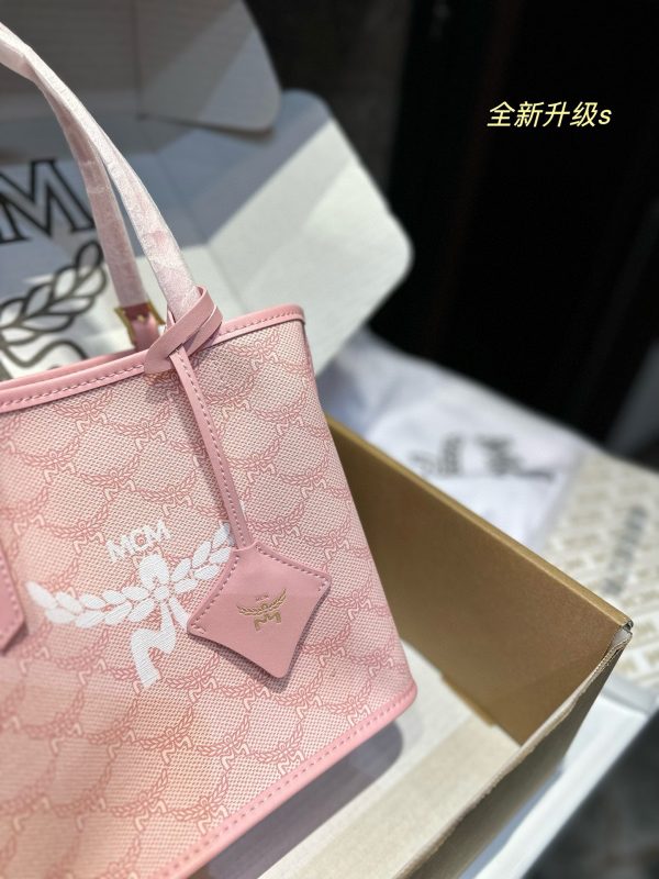 MCM canvas tote bag 21*12*20cm pink - Image 2