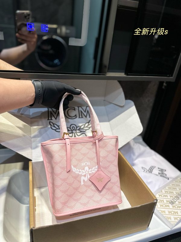 MCM canvas tote bag 21*12*20cm pink - Image 3