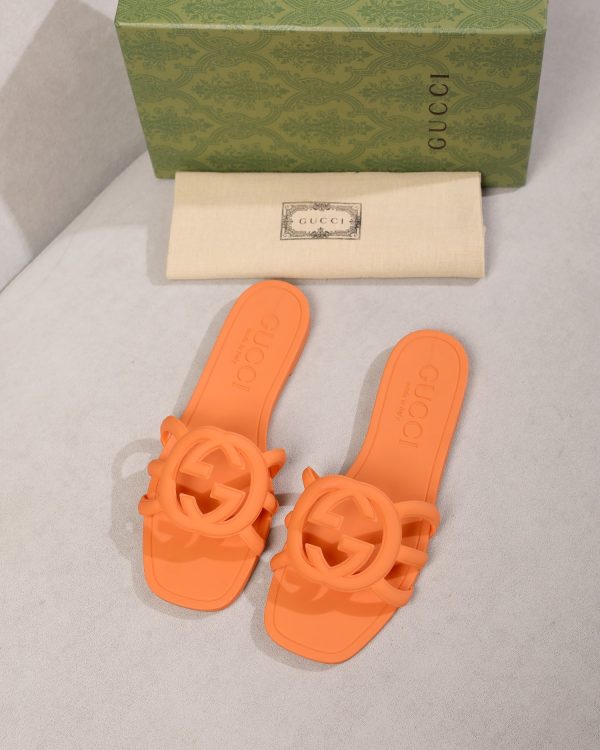 Gucci Pig Nose Jelly Color Silicone Flat Slippers Maximum Size 41 orange - Image 2