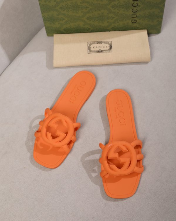 Gucci Pig Nose Jelly Color Silicone Flat Slippers Maximum Size 41 orange - Image 9