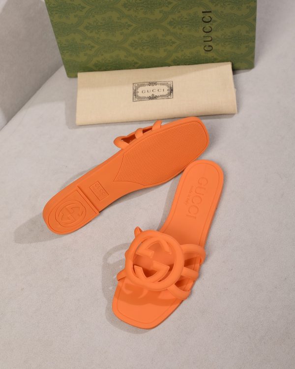 Gucci Pig Nose Jelly Color Silicone Flat Slippers Maximum Size 41 orange - Image 8