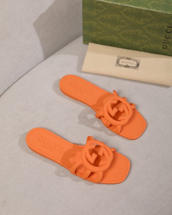 Gucci Pig Nose Jelly Color Silicone Flat Slippers Maximum Size 41 orange - Image 7