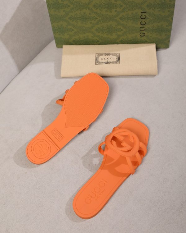Gucci Pig Nose Jelly Color Silicone Flat Slippers Maximum Size 41 orange - Image 3