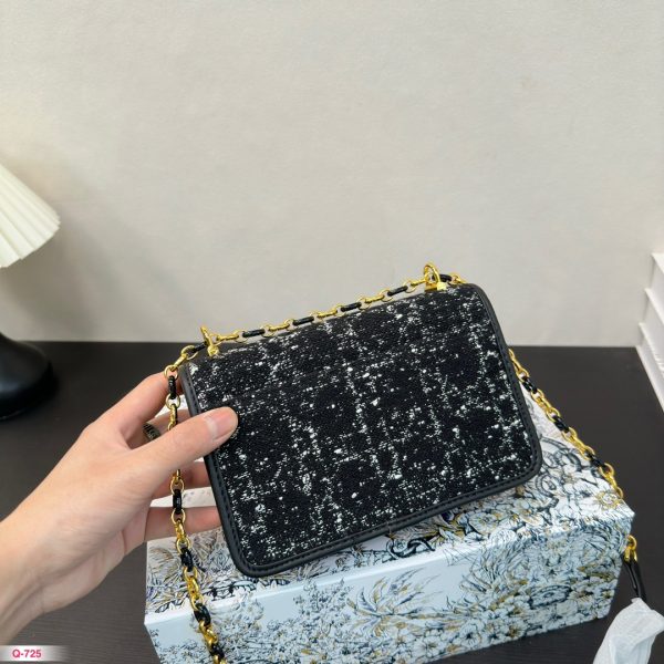 Dior Metal Buckle Braided Thick Line Chain Bag Black 19*12cm - Image 5