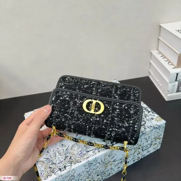 Dior Metal Buckle Braided Thick Line Chain Bag Black 19*12cm - Image 6