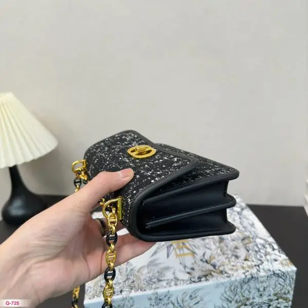 Dior Metal Buckle Braided Thick Line Chain Bag Black 19*12cm - Image 7