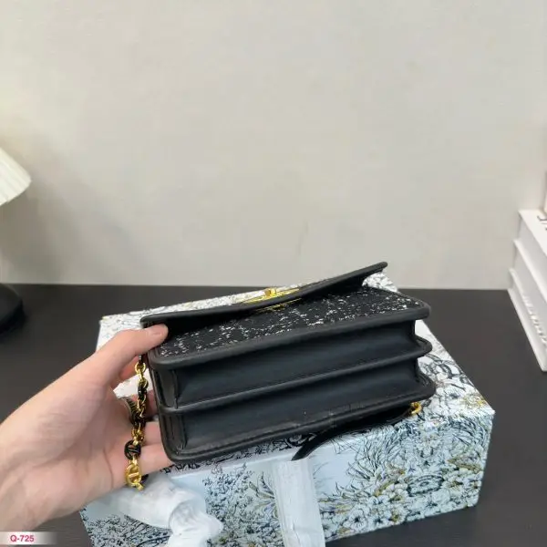 Dior Metal Buckle Braided Thick Line Chain Bag Black 19*12cm - Image 8