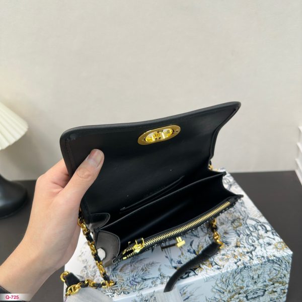 Dior Metal Buckle Braided Thick Line Chain Bag Black 19*12cm - Image 9