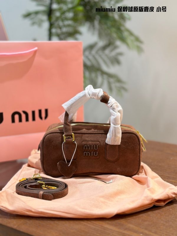 miumiu suede underarm bag brown 22cm/28cm - Image 7
