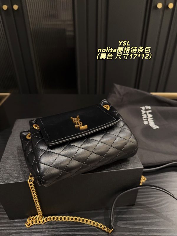 FF001 Yves Saint Laurent Nolita Diamond-Quartz Chain Bag (with box) Size: 17 x 12cm - Image 11