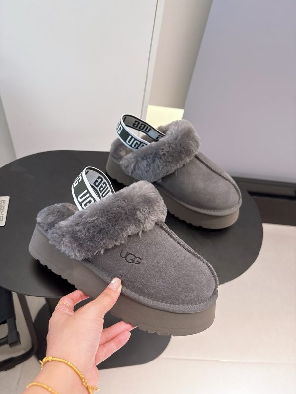 JJ001 UGG platform sandals with back webbing, maroon, grey, mustard seed, sizes: 35-40 - Image 3