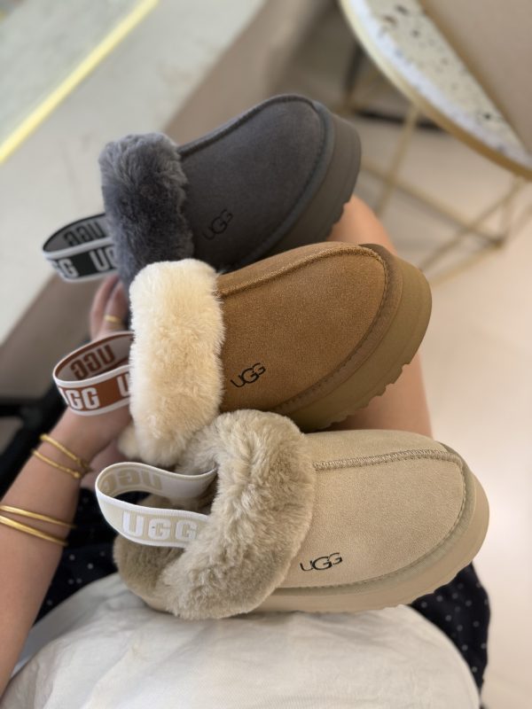 JJ001 UGG platform sandals with back webbing, maroon, grey, mustard seed, sizes: 35-40