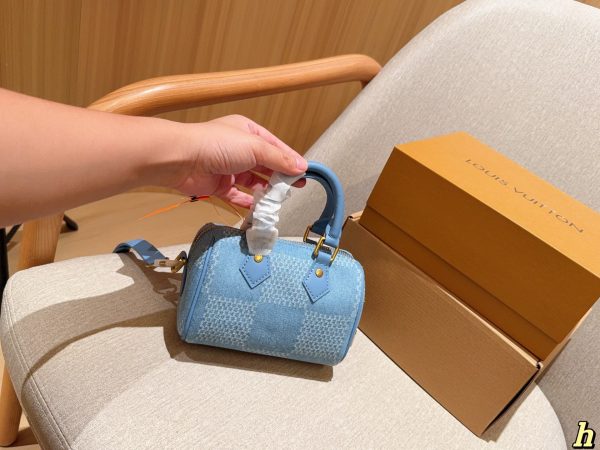 FF001 Louis Vuitton Denim Plaid Nano Speedy 16 Pillow Bag Gift Box Size: 16cm - Image 3