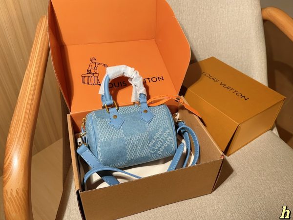 FF001 Louis Vuitton Denim Plaid Nano Speedy 16 Pillow Bag Gift Box Size: 16cm - Image 6