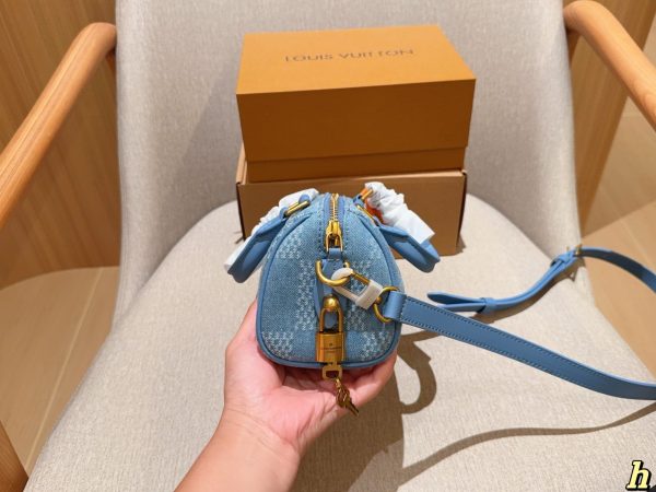 FF001 Louis Vuitton Denim Plaid Nano Speedy 16 Pillow Bag Gift Box Size: 16cm - Image 7