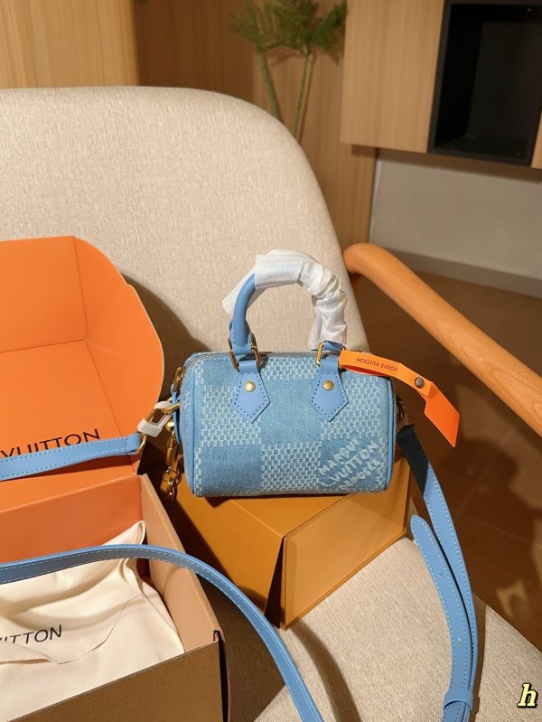 FF001 Louis Vuitton Denim Plaid Nano Speedy 16 Pillow Bag Gift Box Size: 16cm