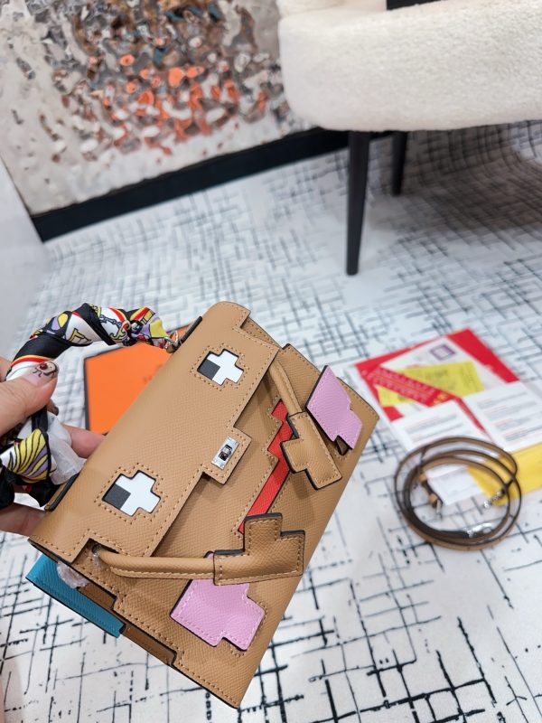FF001 Hermès Kelly Doll Mosaic Bag,551168, Gift Box, Dimensions: 19 x 13 cm - Image 5