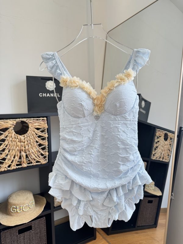 MZ001 Chanel one-piece swimsuit, pink, Size: S M L XL - Image 2