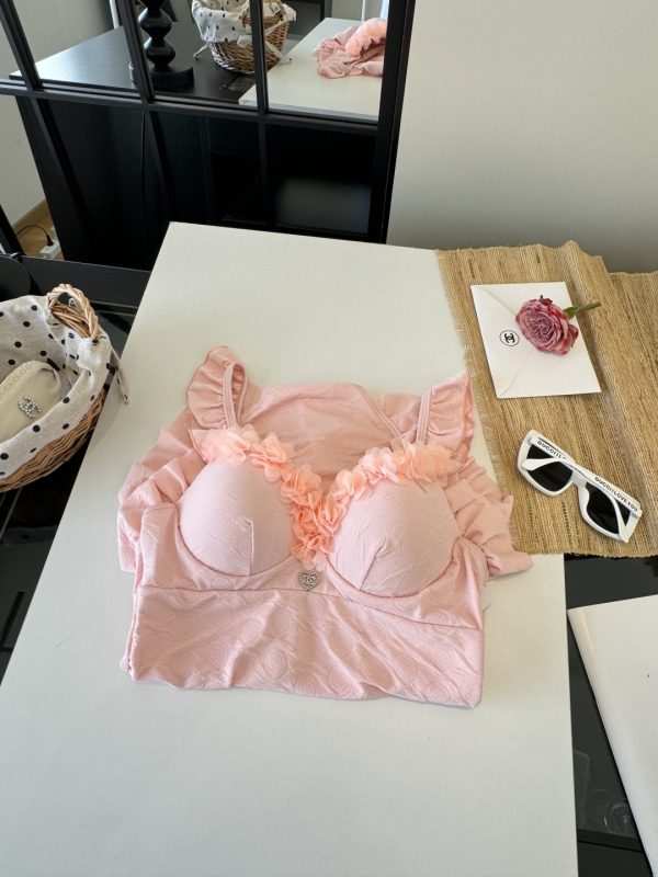 MZ001 Chanel one-piece swimsuit, pink, Size: S M L XL - Image 4
