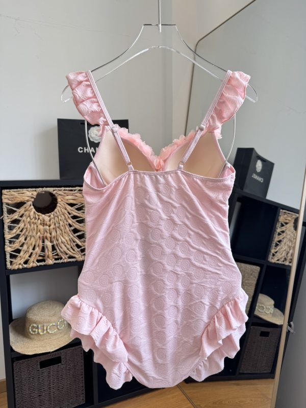 MZ001 Chanel one-piece swimsuit, pink, Size: S M L XL - Image 6