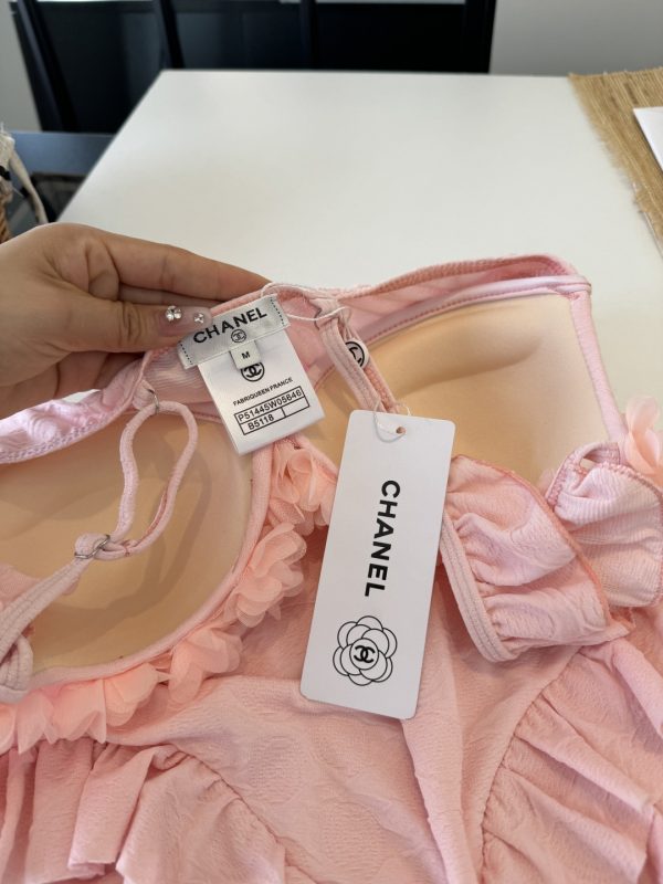 MZ001 Chanel one-piece swimsuit, pink, Size: S M L XL - Image 7