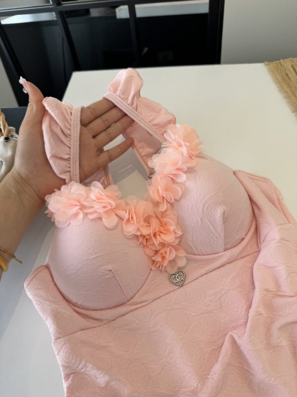 MZ001 Chanel one-piece swimsuit, pink, Size: S M L XL - Image 8