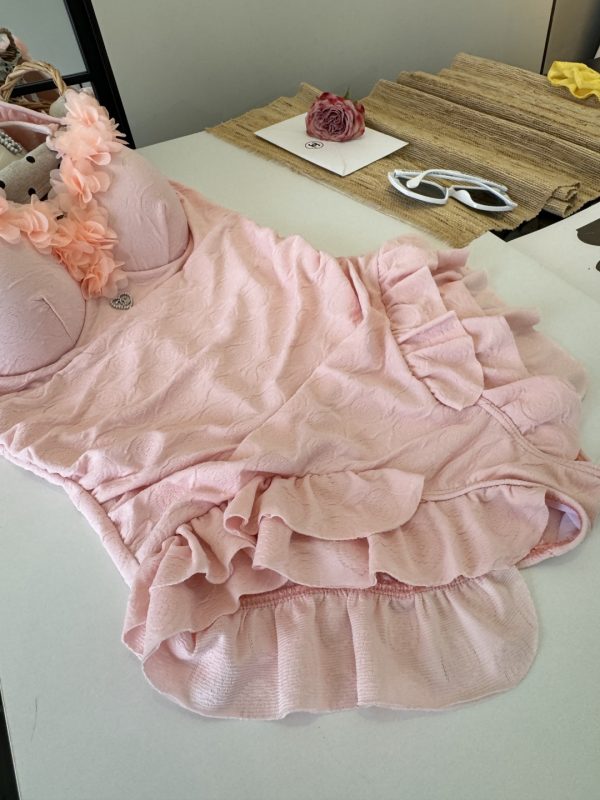 MZ001 Chanel one-piece swimsuit, pink, Size: S M L XL - Image 9