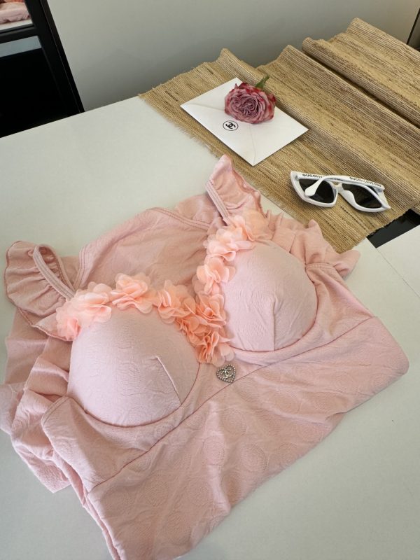 MZ001 Chanel one-piece swimsuit, pink, Size: S M L XL - Image 10